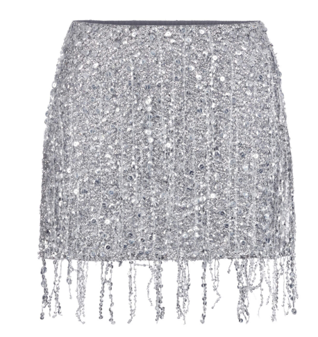 ELISABETTA FRANCHI Embroidered Sequin Thigh-Length Skirt