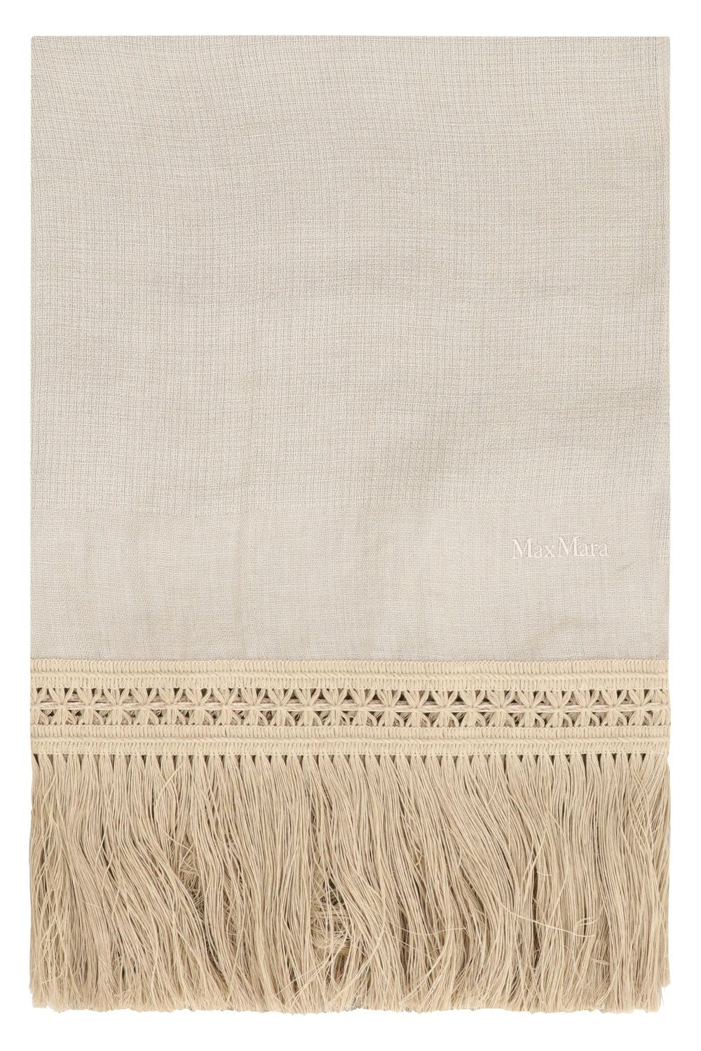 MAX MARA Linen Scarf with Fringed Edges, 70x200 cm