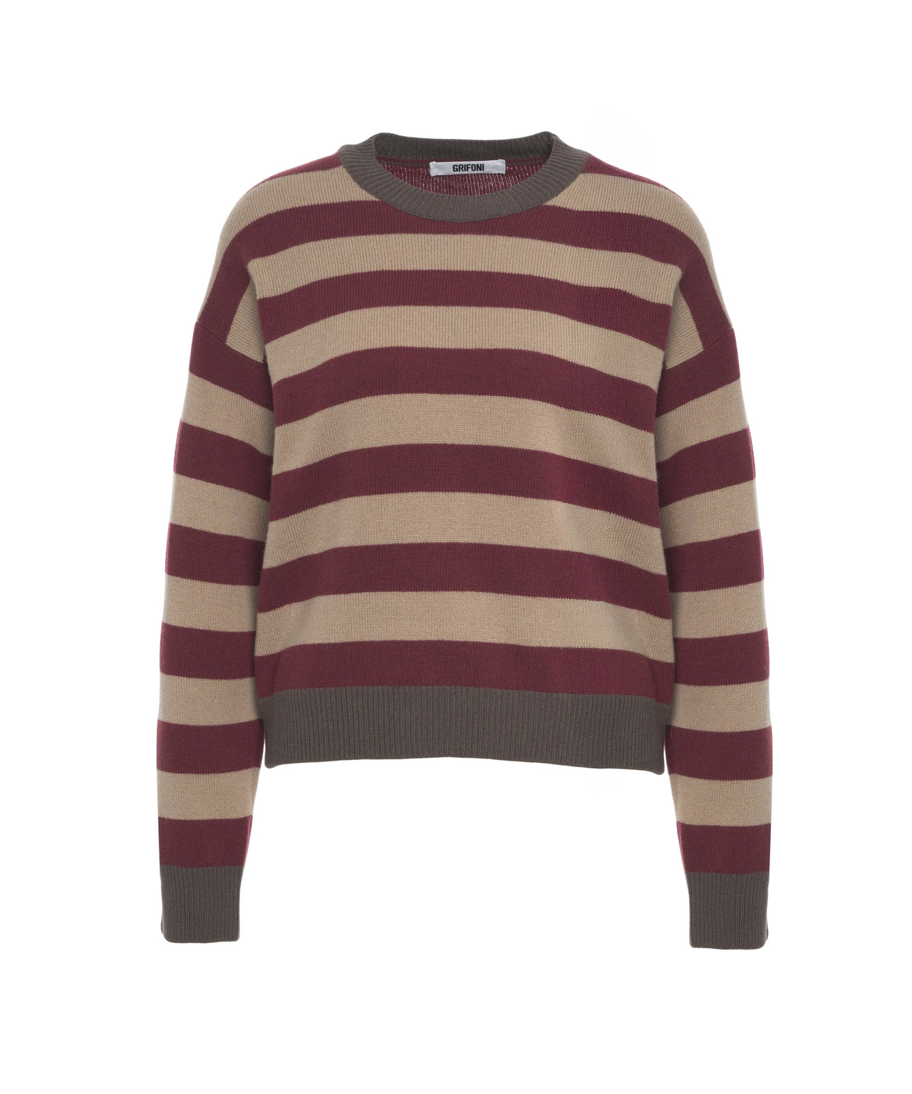 GRIFONI Striped Knit Sweater - Crew Neck, Long Sleeves