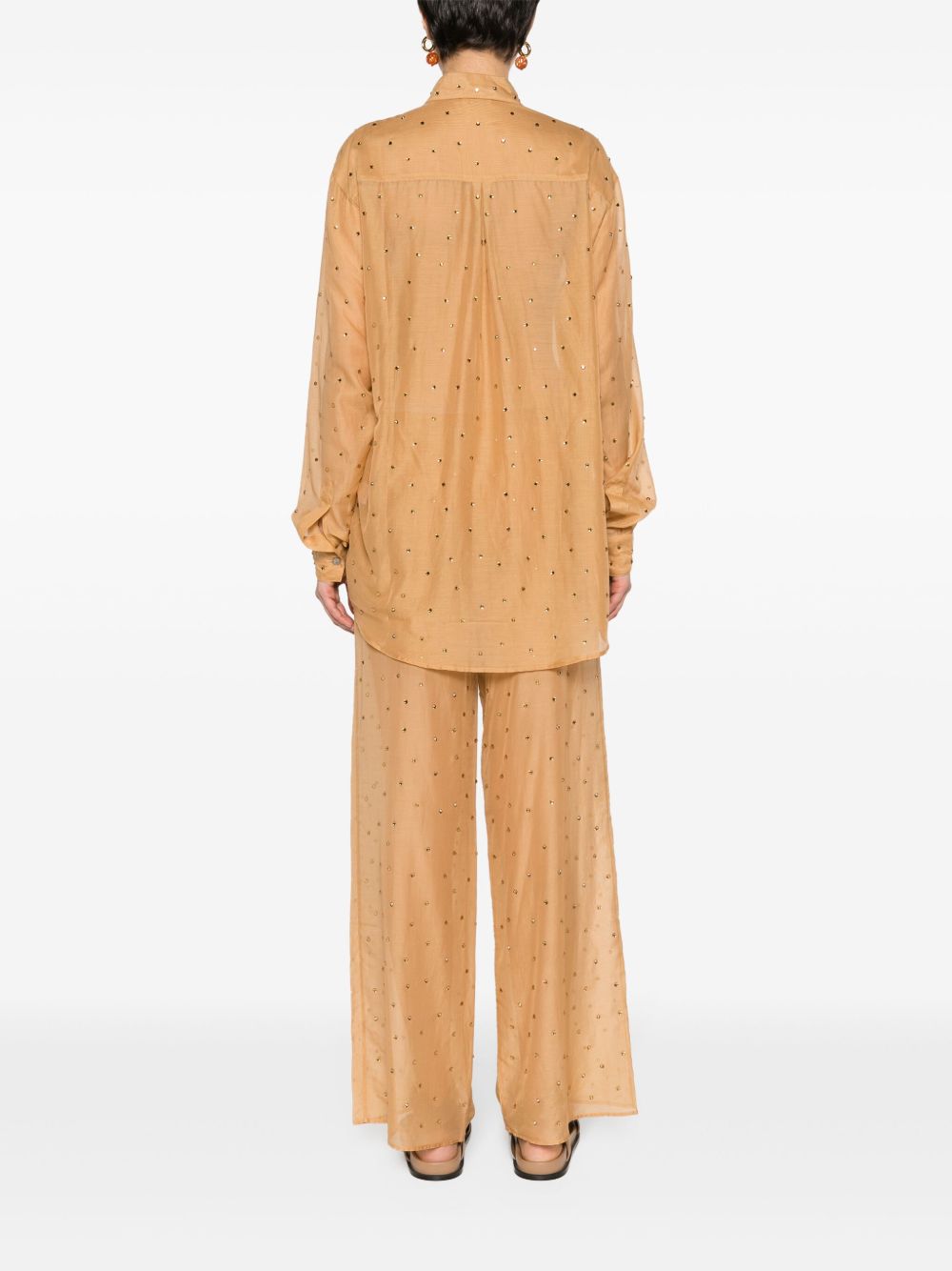 OSÉREE Cotton-Silk Rhinestone Blouse