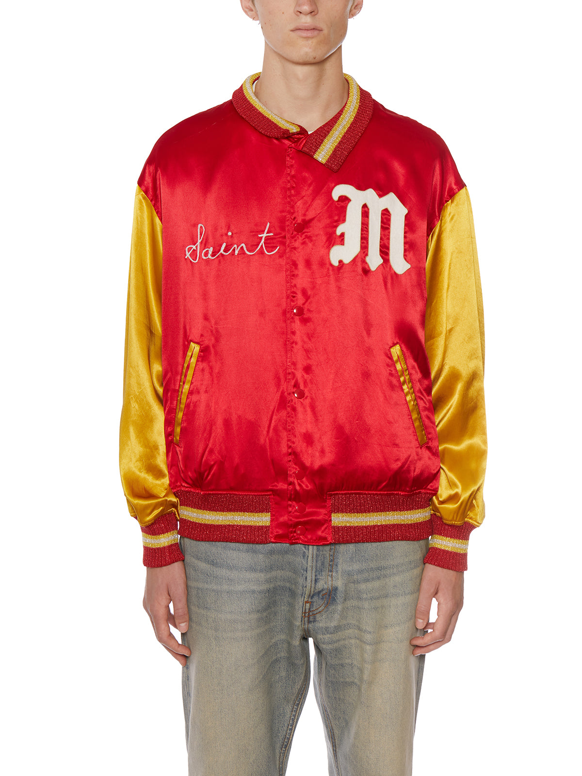 SAINT MXXXXXX Embroidered Bomber Varsity Jacket - Size L
