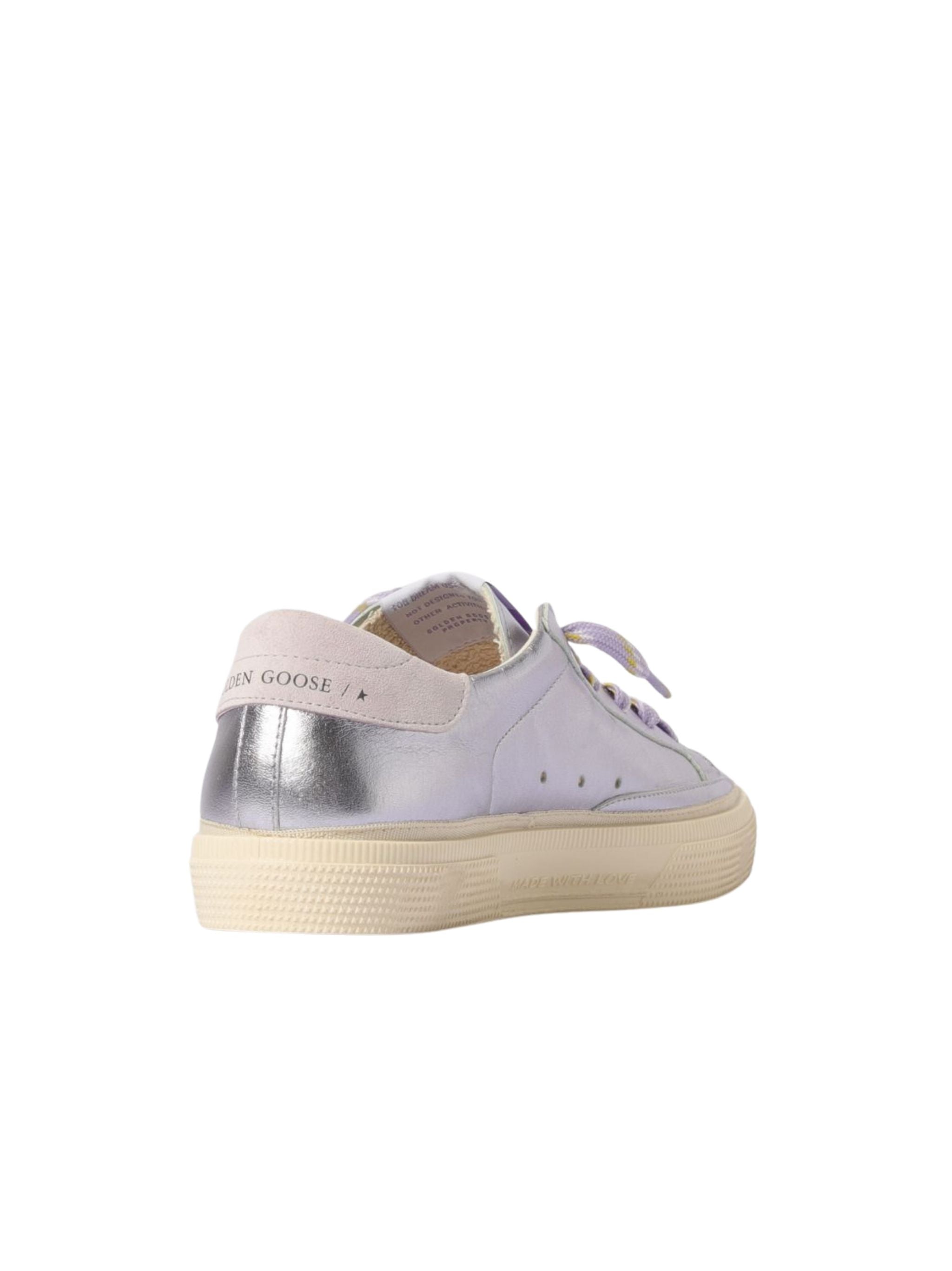 GOLDEN GOOSE KIDS Mini Laminated Nappa Upper Sneakers with Suede Star and Heel for Girls