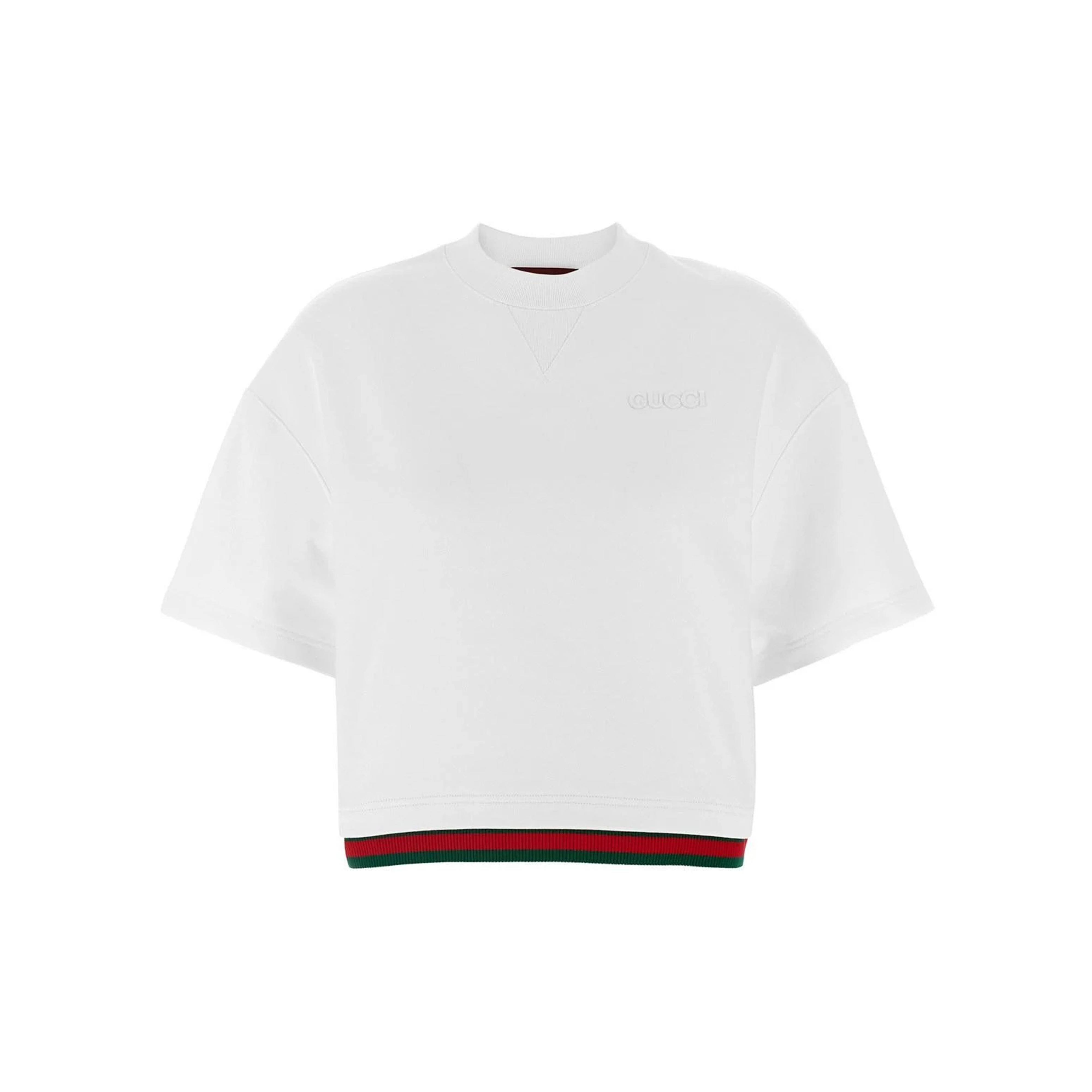 GUCCI Crop Boxy Sweatshirt with Stylish Web Design