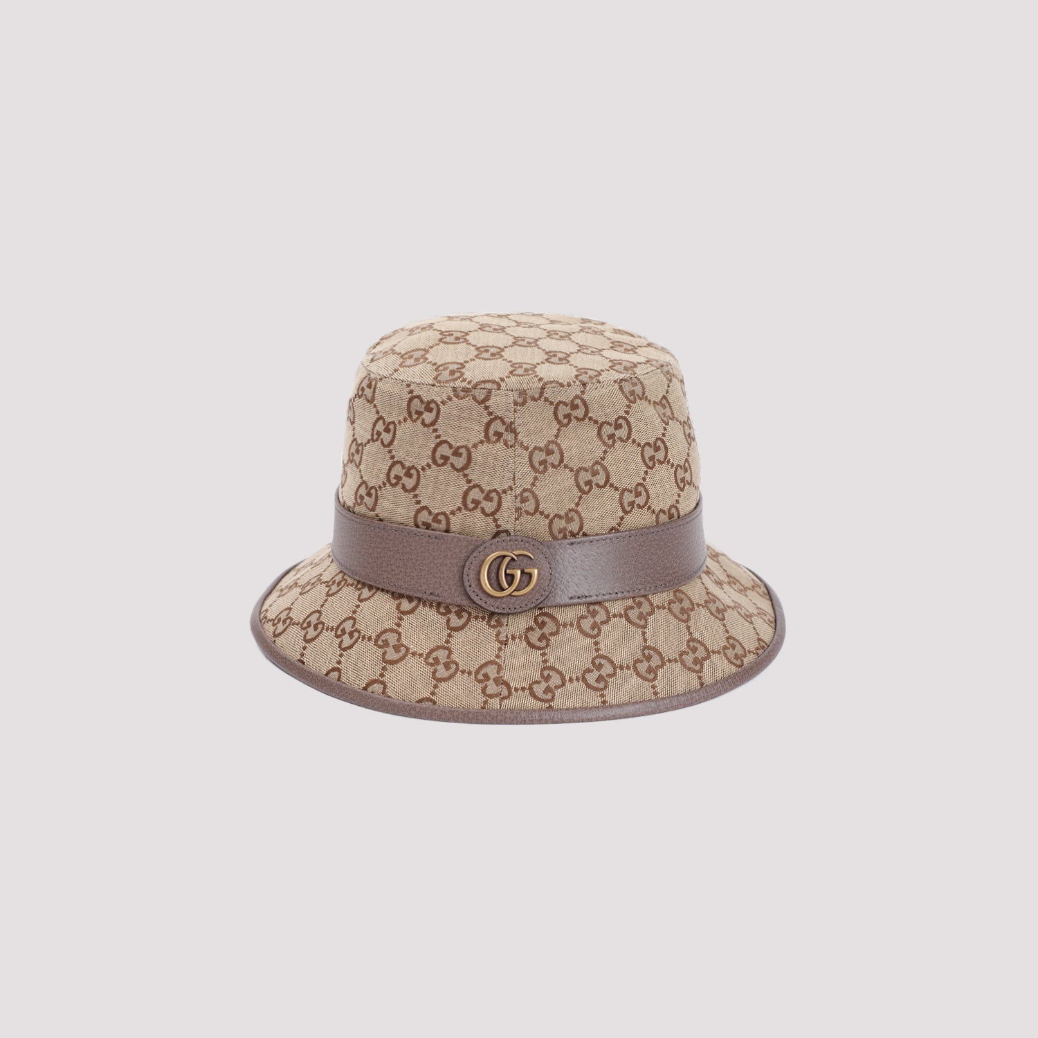 GUCCI Bucket Hat with Leather Details and Logo
