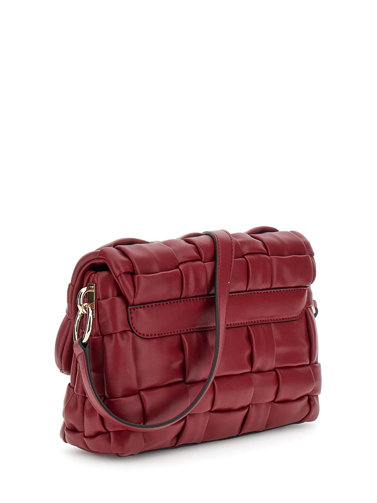 GUESS Woven Faux Leather Shoulder Handbag