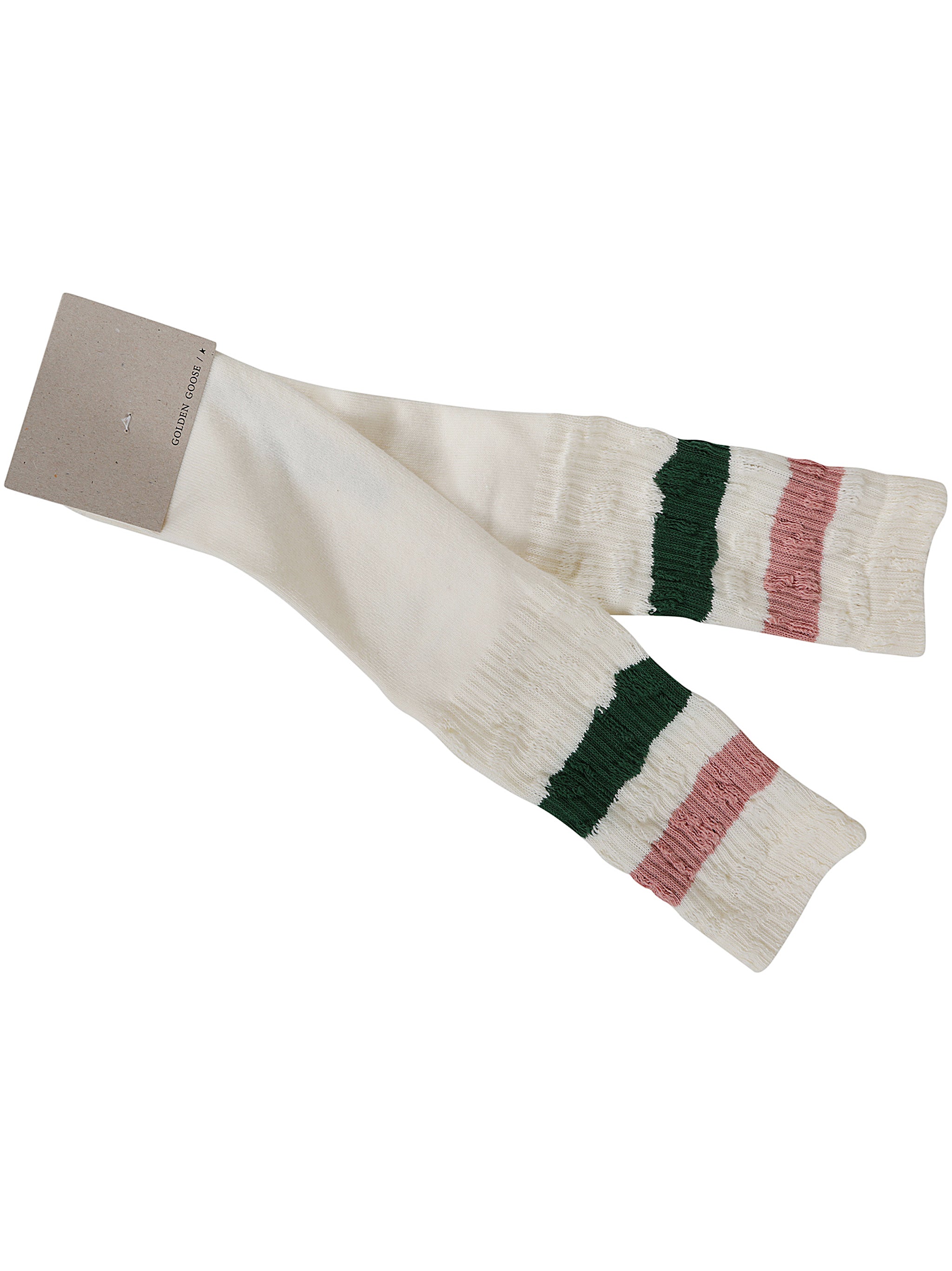 GOLDEN GOOSE High Rib Striped Ripped Socks for Men
