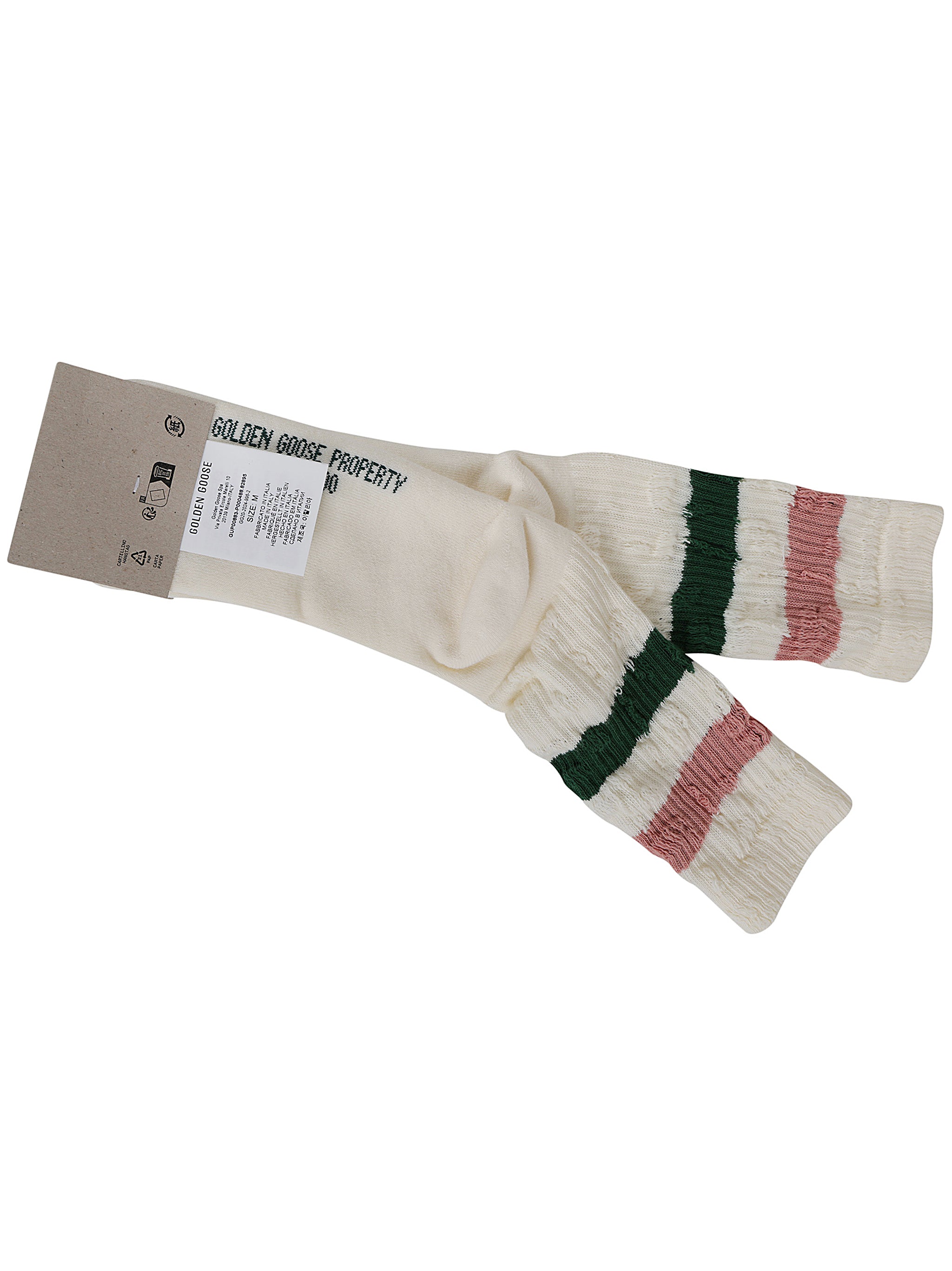 GOLDEN GOOSE High Rib Striped Ripped Socks for Men