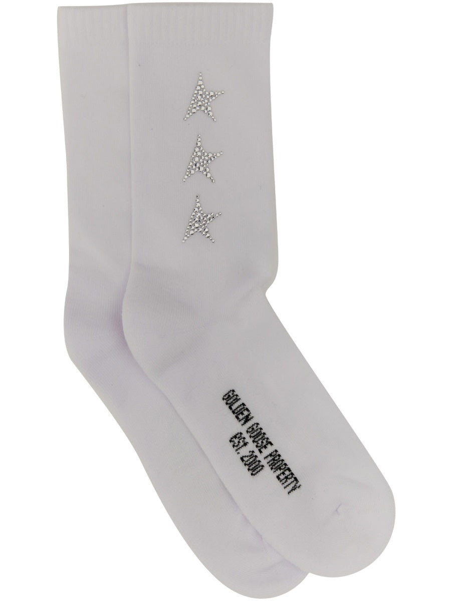 GOLDEN GOOSE Side Rhinestone Star Mini Socks