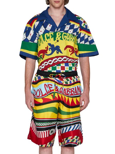 DOLCE & GABBANA Men's Printed Satin Bermuda Shorts