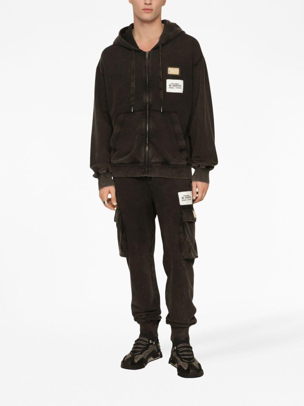 DOLCE & GABBANA Logo Patch Tapered Cargo Trousers