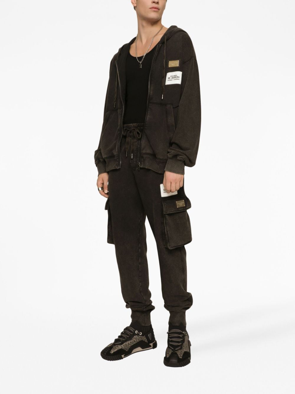 DOLCE & GABBANA Logo Patch Tapered Cargo Trousers
