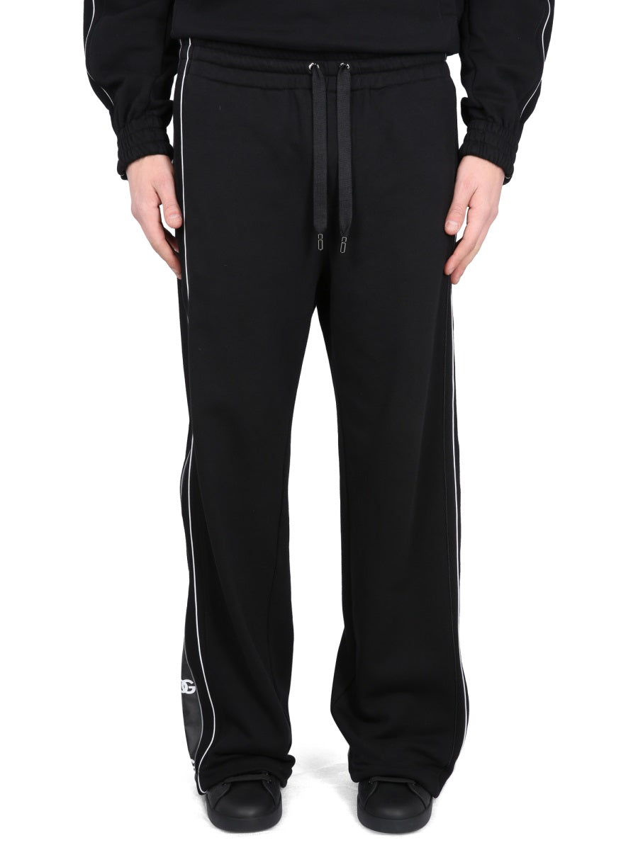 DOLCE & GABBANA Men's Jogging Pants with Logo Bands and Elastic Waistband