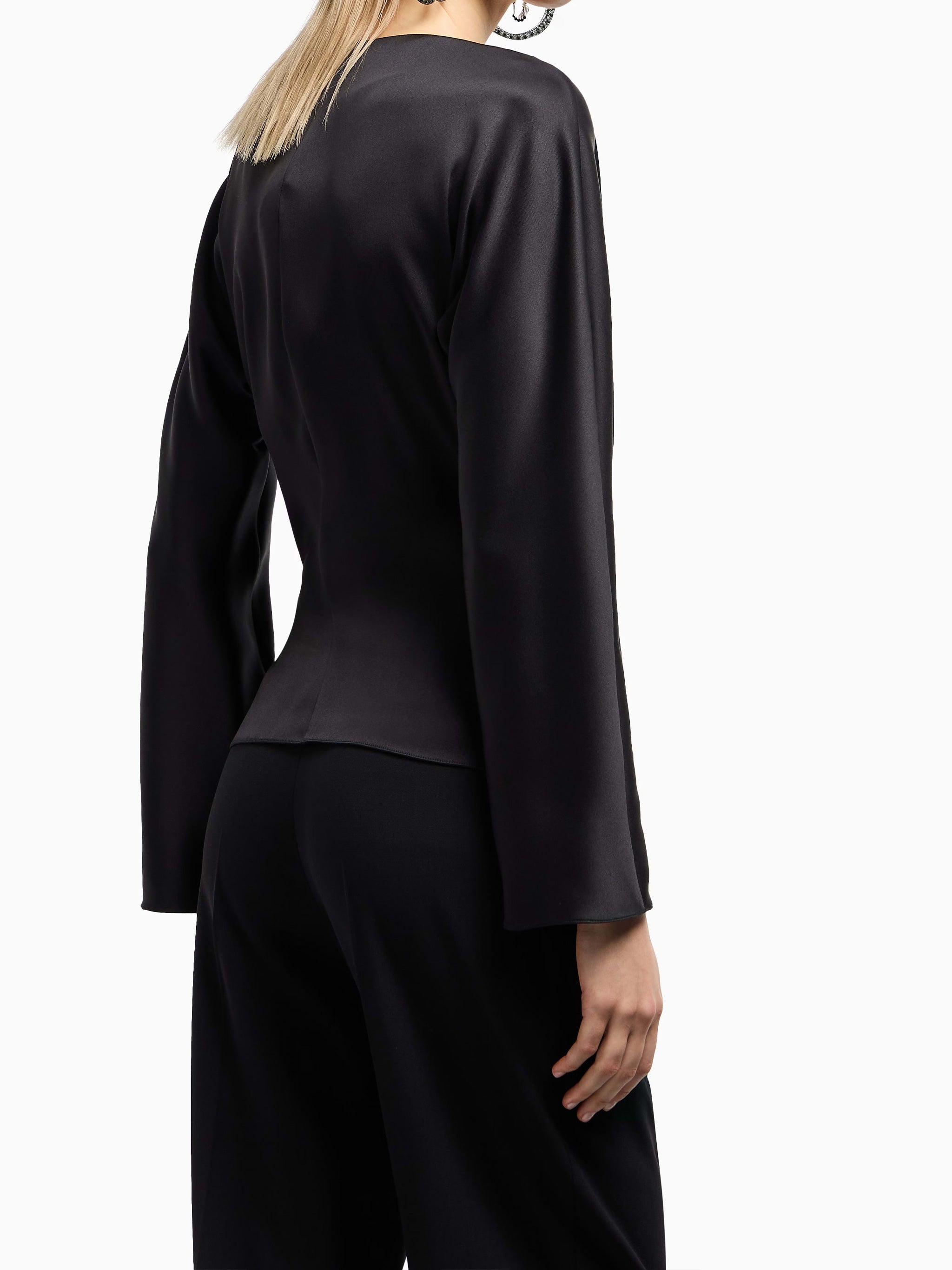 GIORGIO ARMANI Double Black Silk Satin Shirt