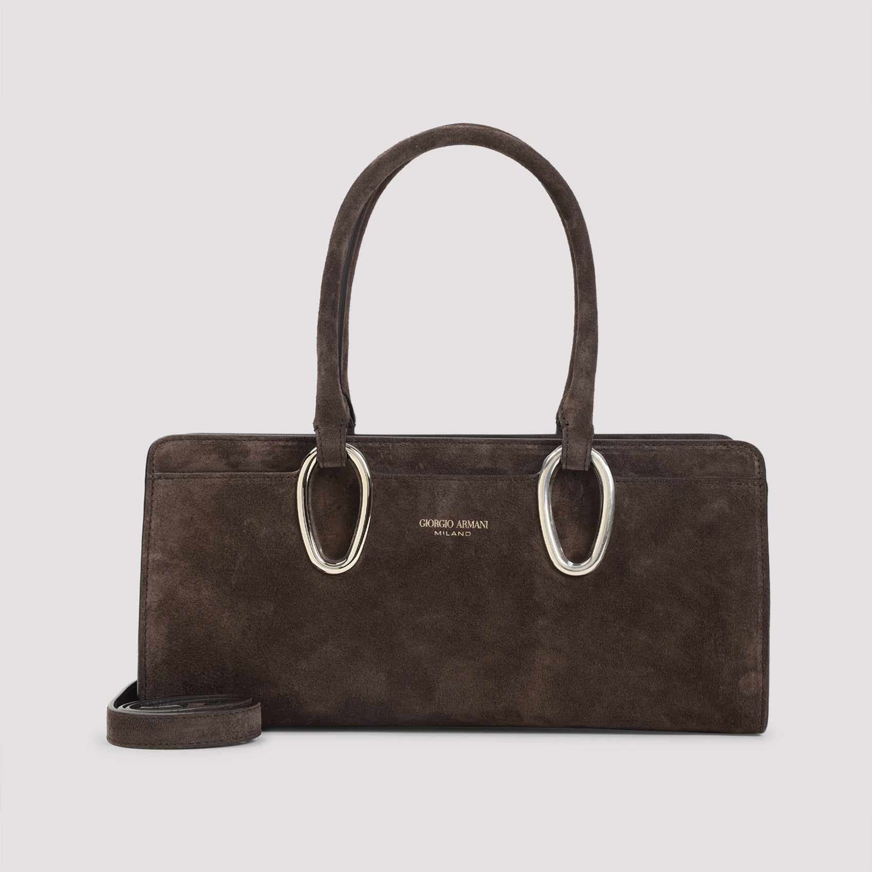 GIORGIO ARMANI Suede Leather Shoulder Handbag W:29CM H:14CM D:10CM