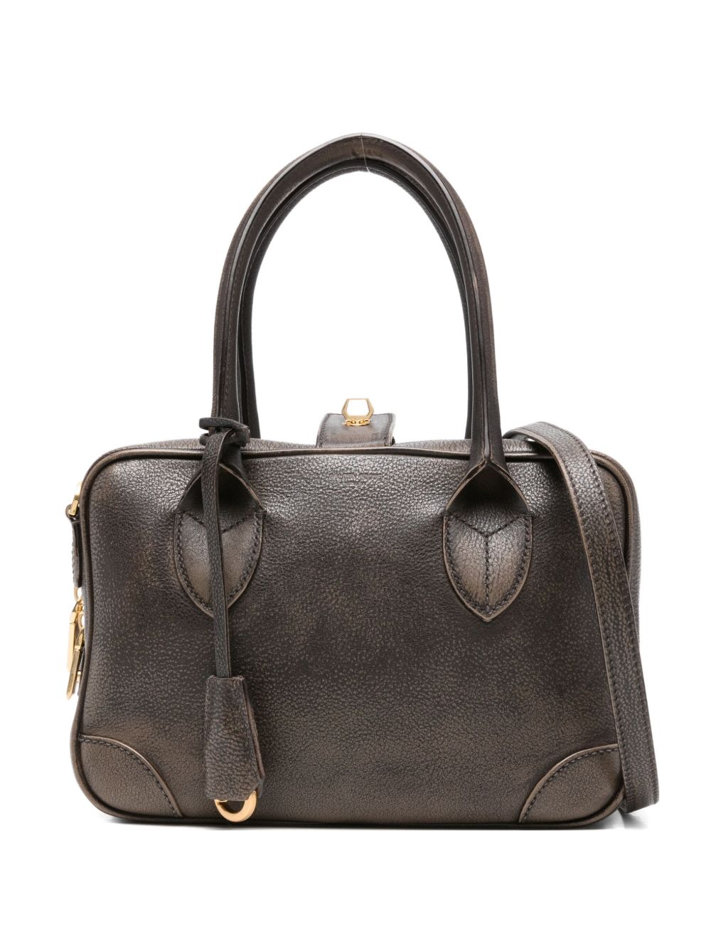 GOLDEN GOOSE Vita Leather Handbag with Top Handles and Detachable Strap