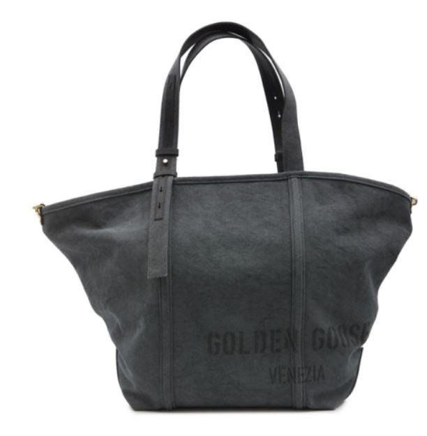 GOLDEN GOOSE 100% Cotton Versatile Handbag with Two Top Handles & Detachable Shoulder Strap