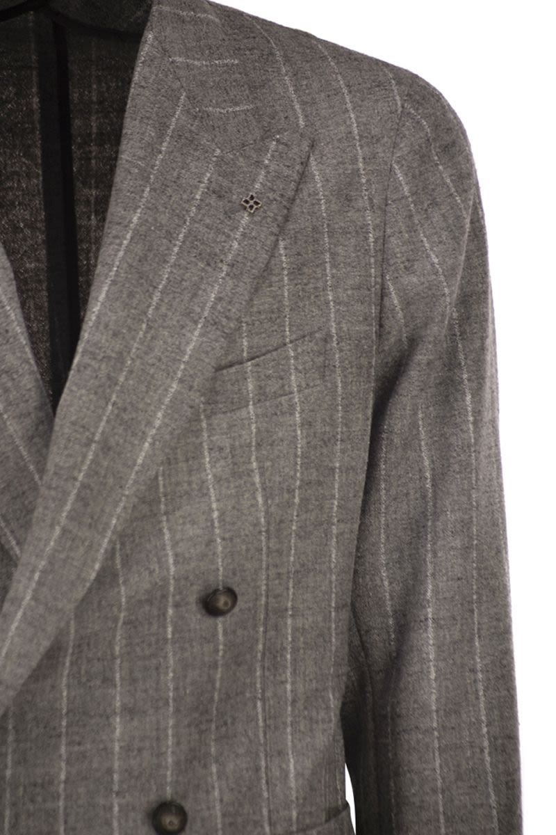TAGLIATORE Double-Breasted Alpaca and Linen Jacket - FW25 Collection