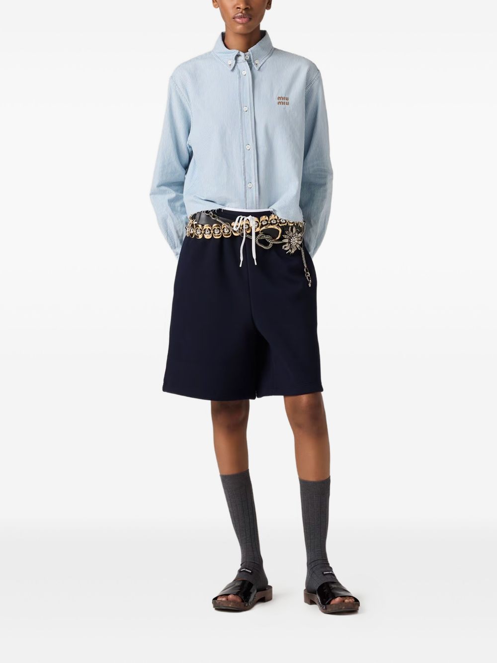 MIU MIU Striped Chambray Shirt for Women - FW25 Collection