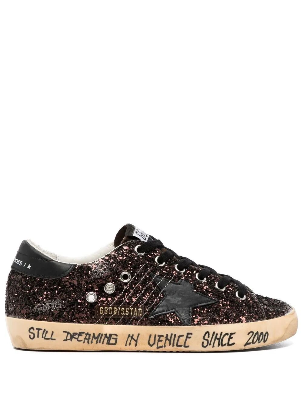 GOLDEN GOOSE Glitter Upper Suede Tongue Leather Star Sneakers