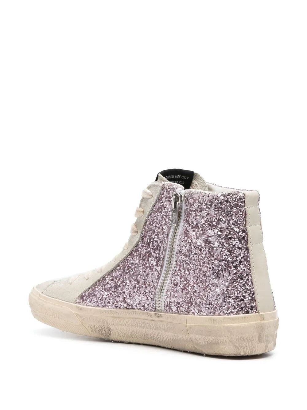 GOLDEN GOOSE Slide Glitter Upper Suede Toe Shiny Leather Star and Wave Sneakers