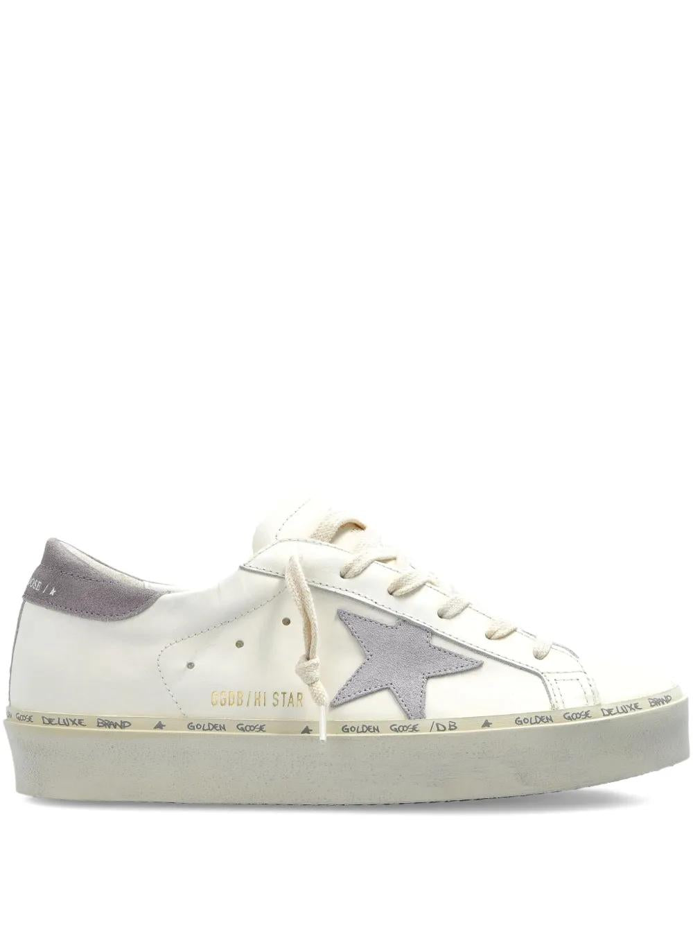 GOLDEN GOOSE High-Top Leather Platform Sneakers with Suede Accents