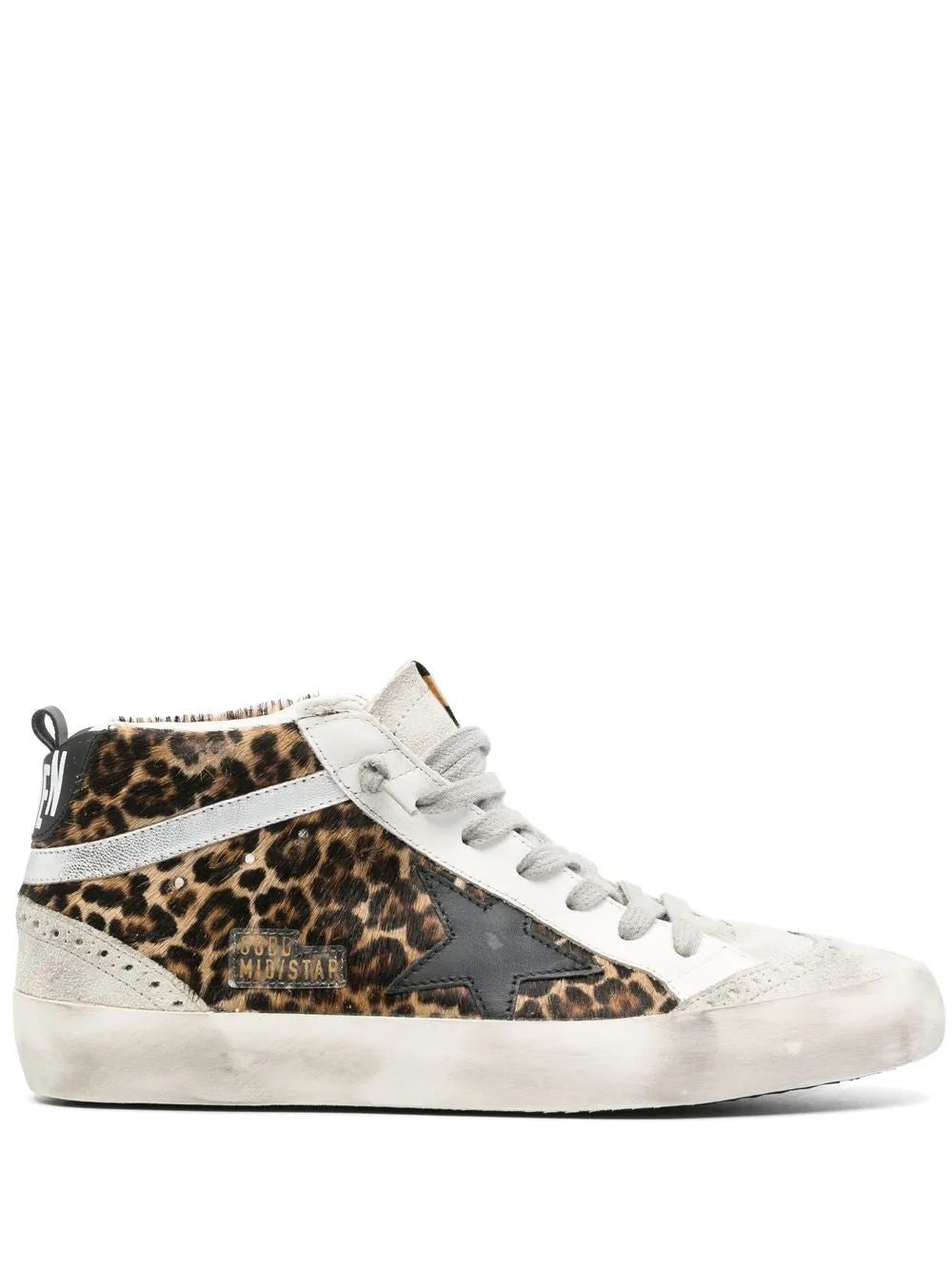 GOLDEN GOOSE Mid Star Leopard Print High-Top Sneakers for Women