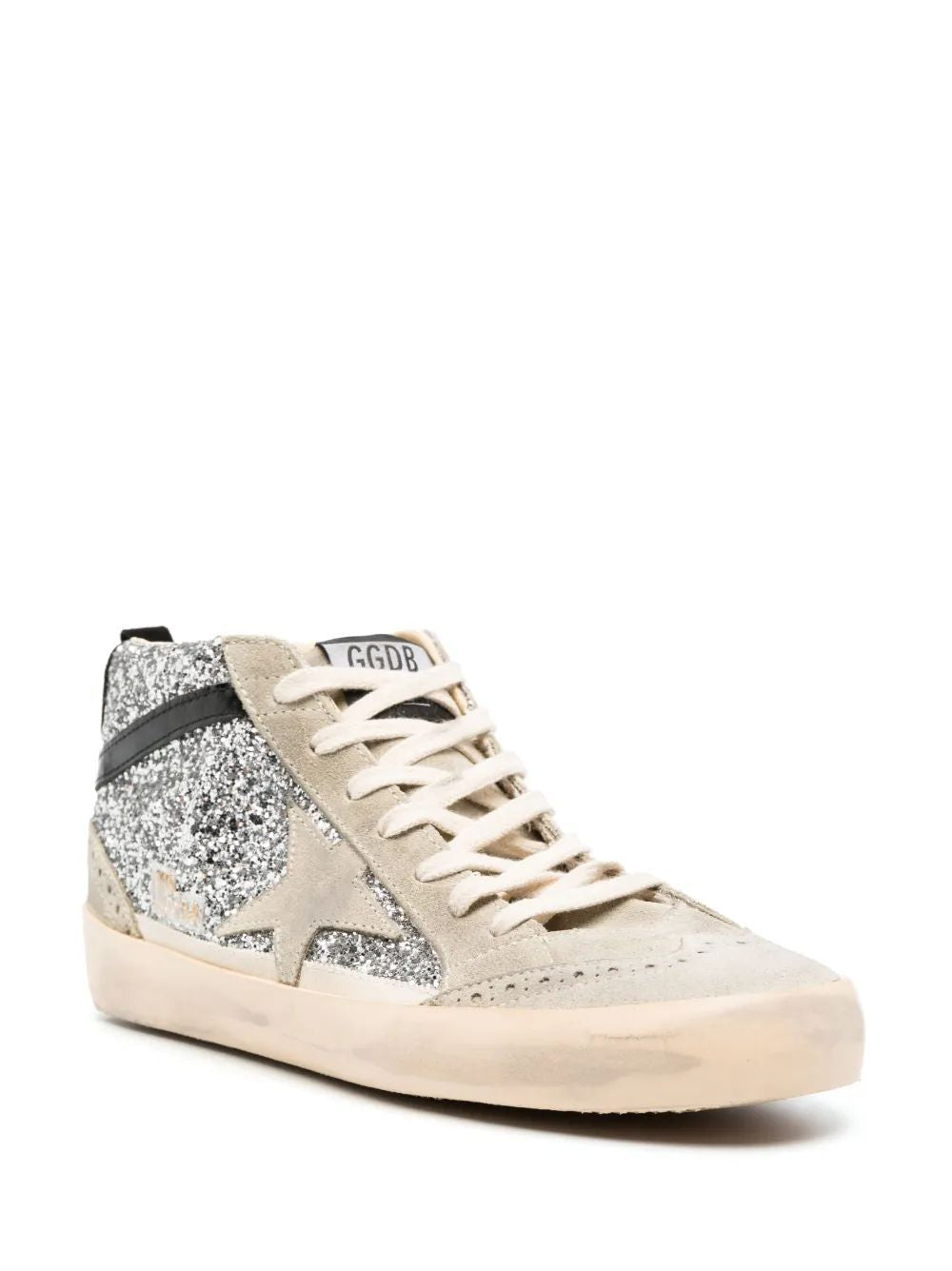 GOLDEN GOOSE Mid Star Glitter Upper Suede Toe Sneakers for Women