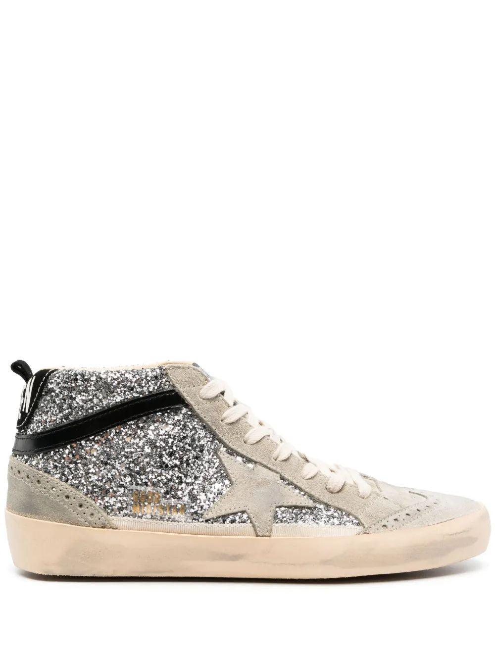 GOLDEN GOOSE Mid Star Glitter Upper Suede Toe Sneakers for Women