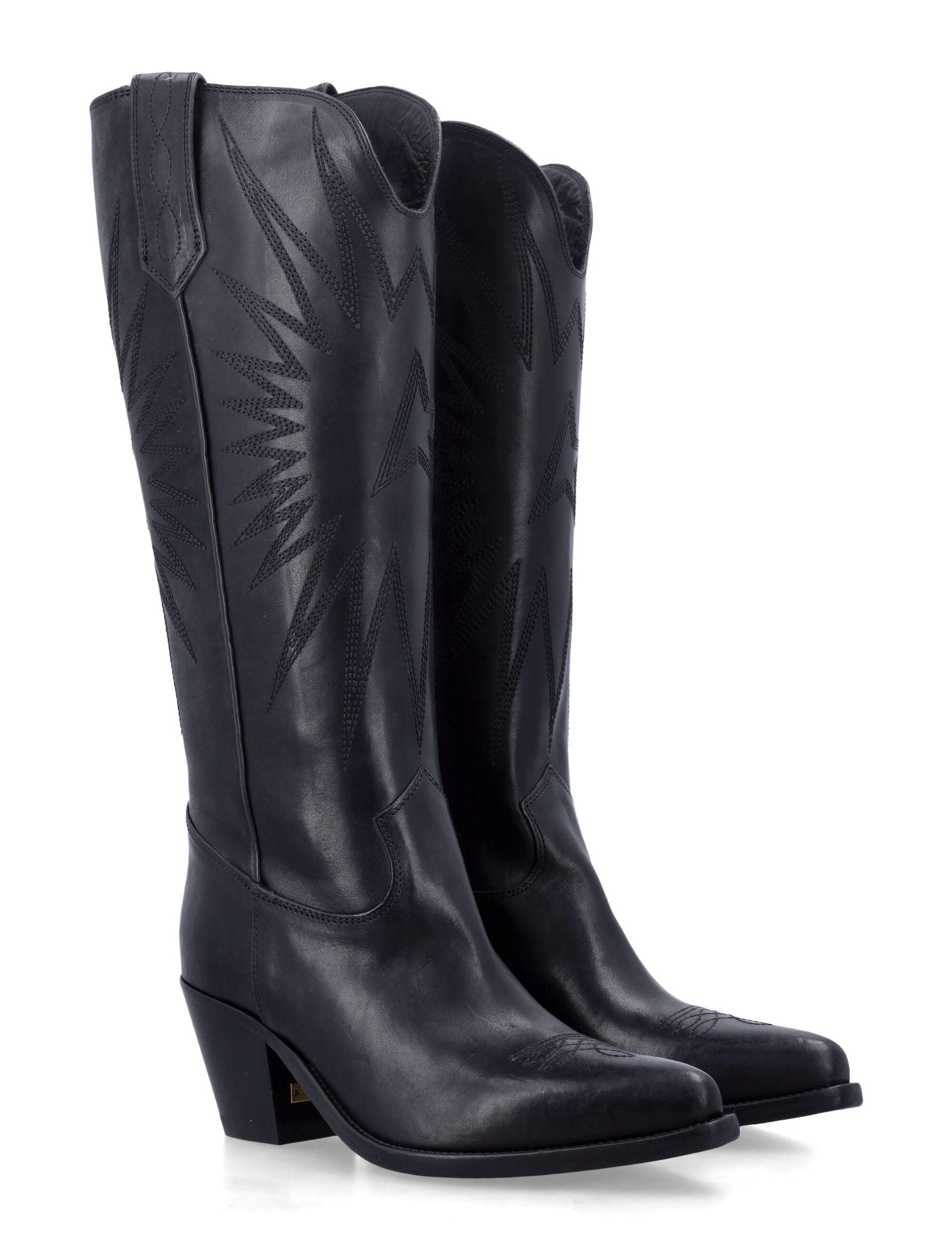 GOLDEN GOOSE Wish Star Leather Boots with Block Heel - Women's 7 CM