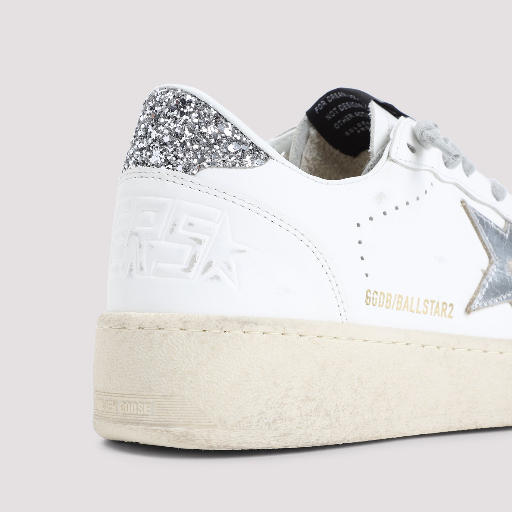GOLDEN GOOSE Ballstar 2 Leather Upper with Glitter Heel