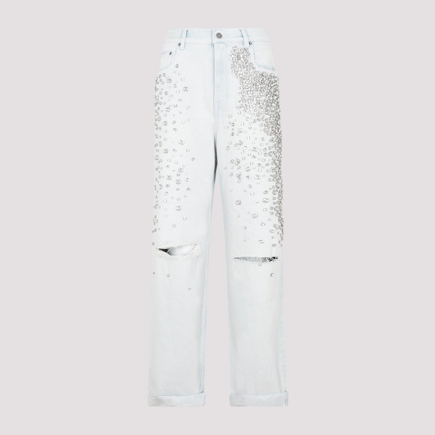 GOLDEN GOOSE Rhinestone Appliqué Distressed Jeans