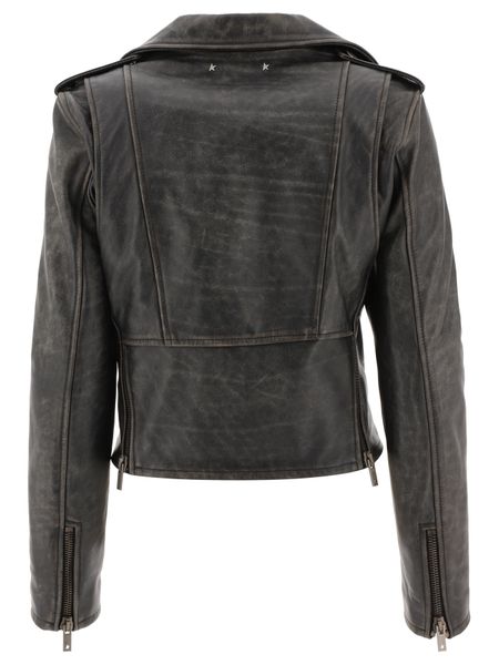 GOLDEN GOOSE Worn-Out Effect Leather Jacket - Size 42