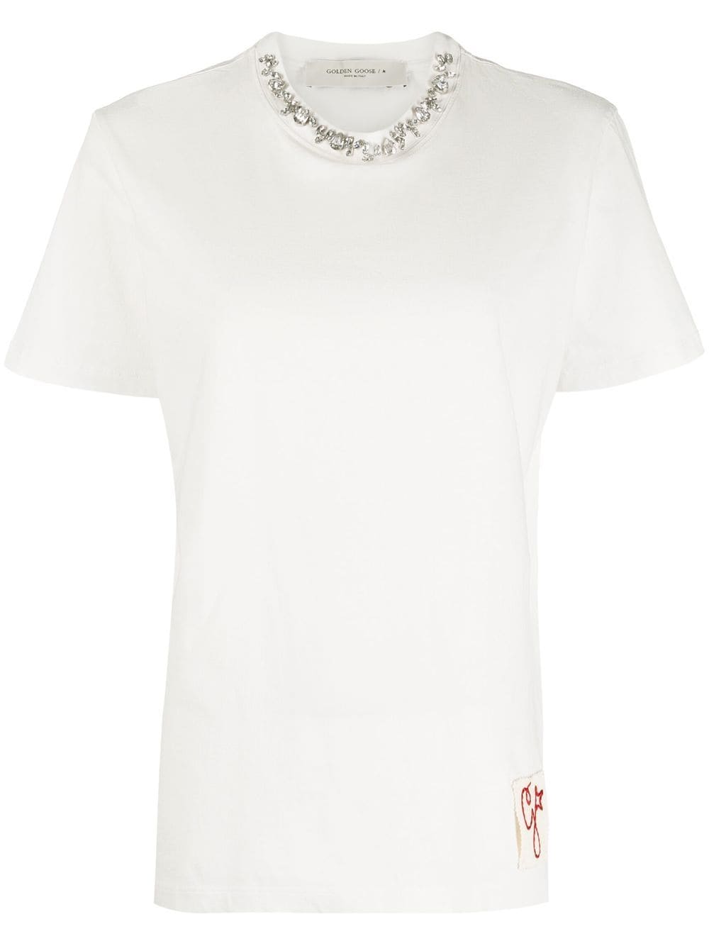 GOLDEN GOOSE Cotton T-Shirt with Stone Embellishments