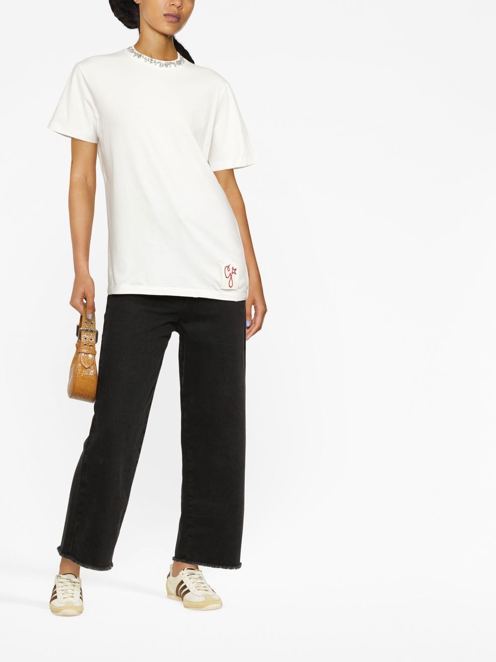 GOLDEN GOOSE Cotton T-Shirt with Stone Embellishments