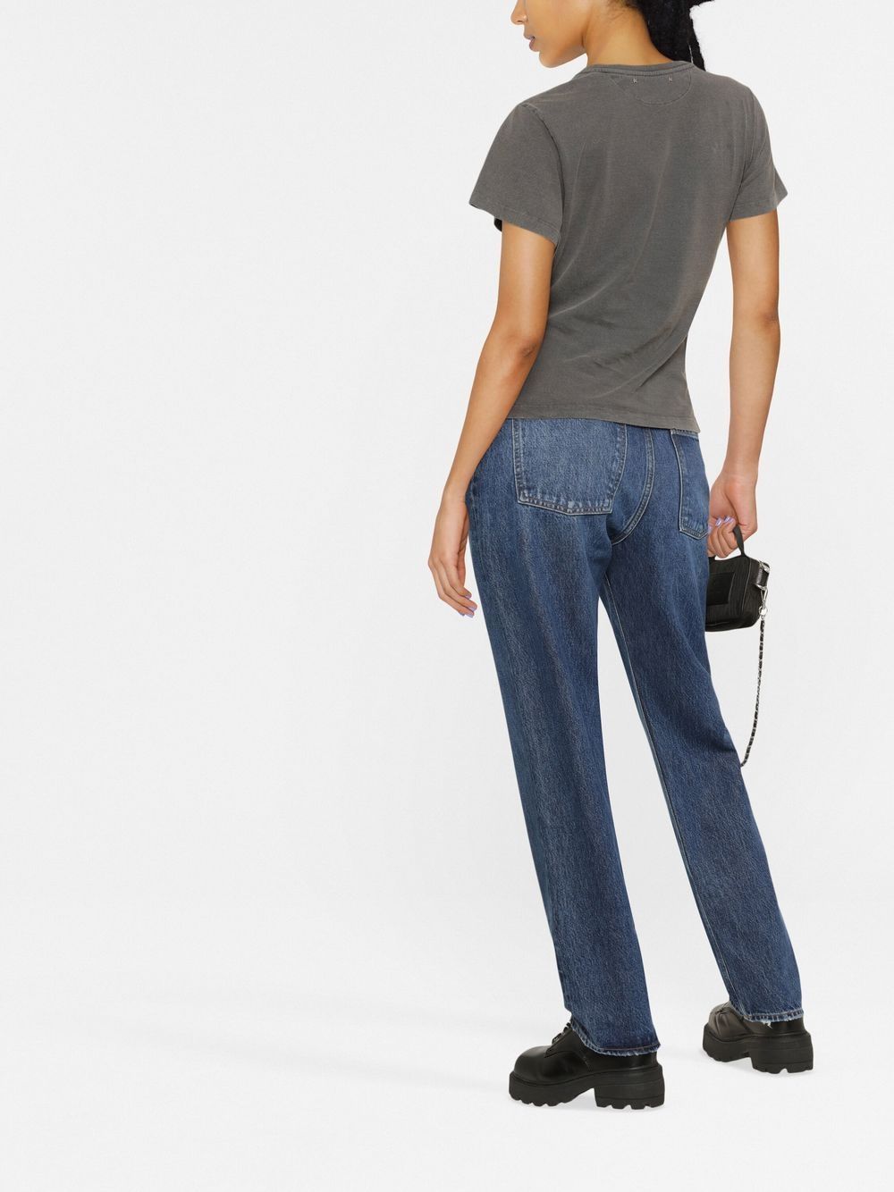 GOLDEN GOOSE Distressed Women's Slim Fit T-Shirt with Double Gold Star