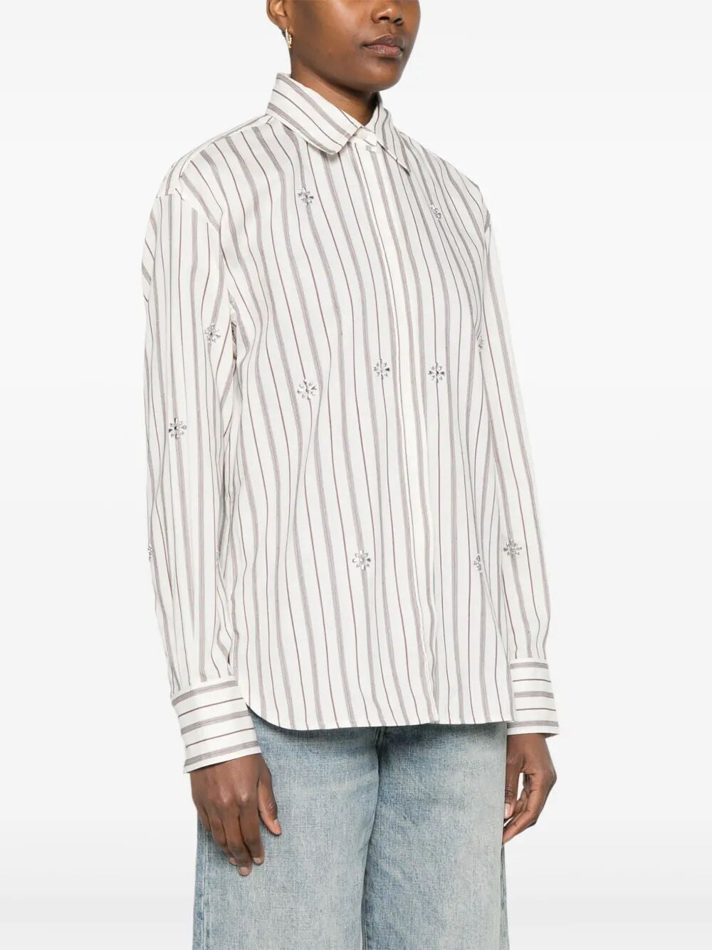 GOLDEN GOOSE Stud Embellishment Striped Cotton Shirt