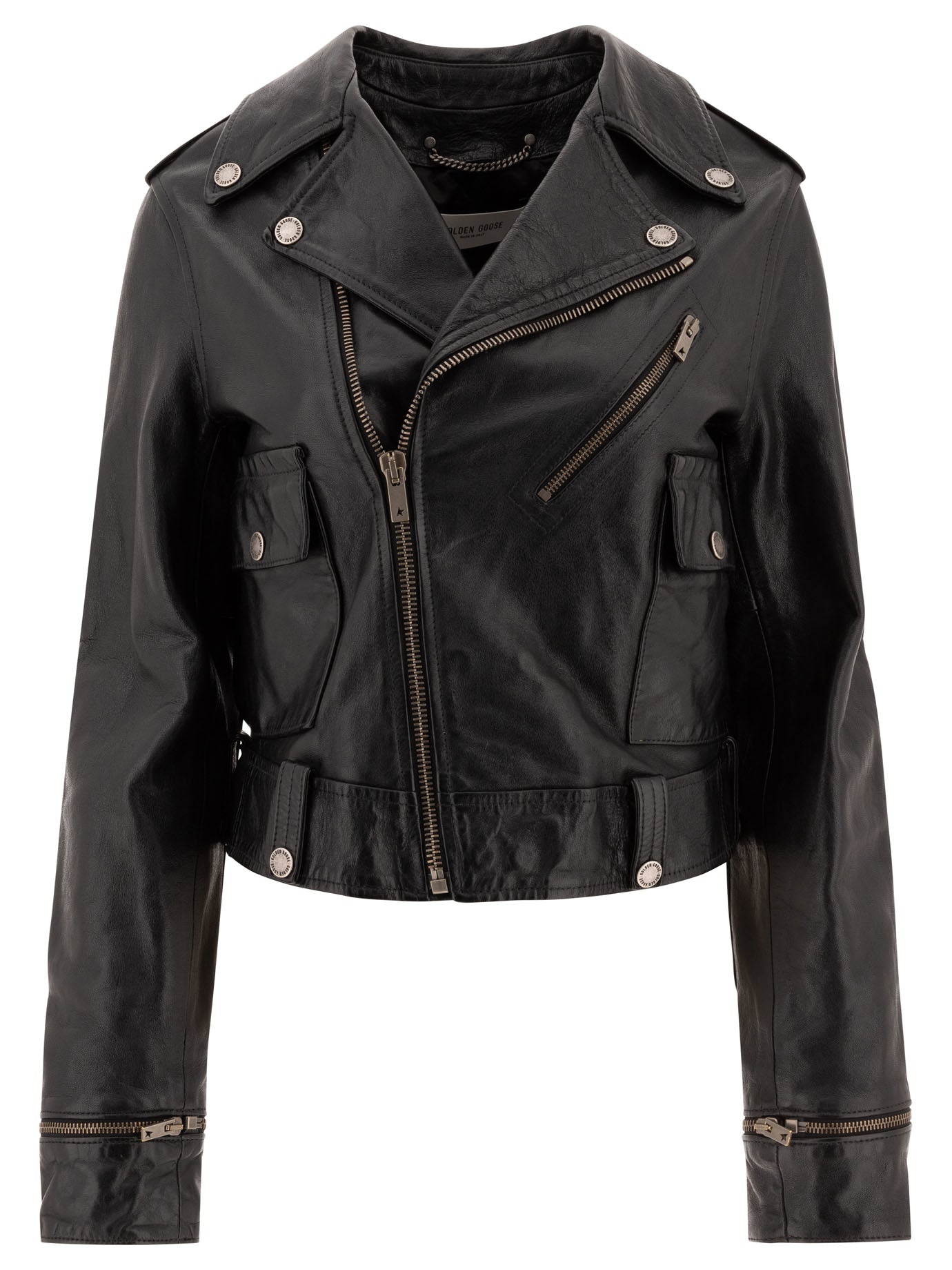 GOLDEN GOOSE Leather Biker Jacket for Women - Spring Summer 25