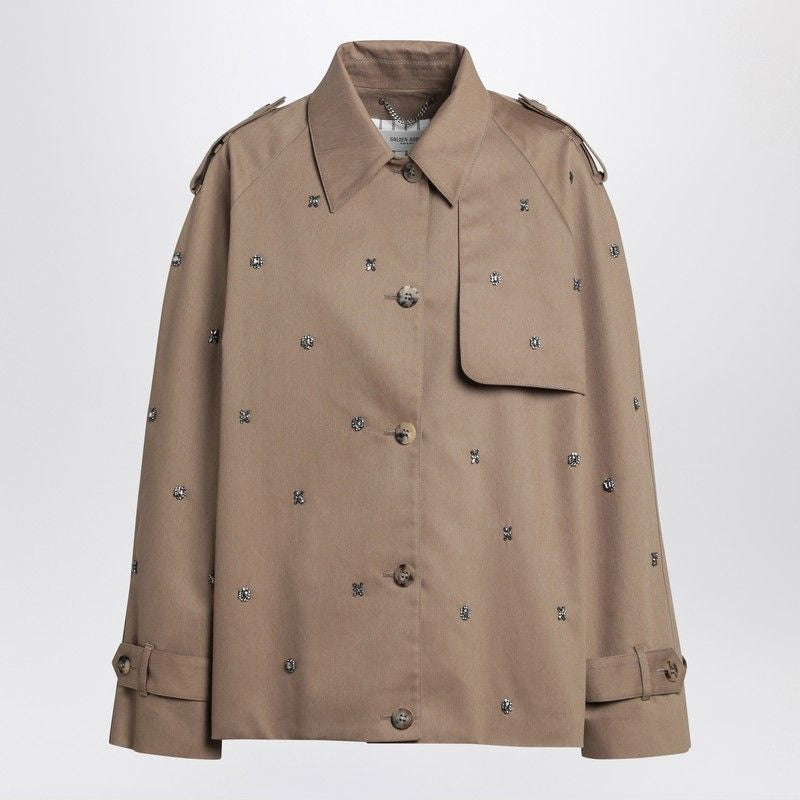 GOLDEN GOOSE Women's Mini Trench Jacket with Crystal Embellishments