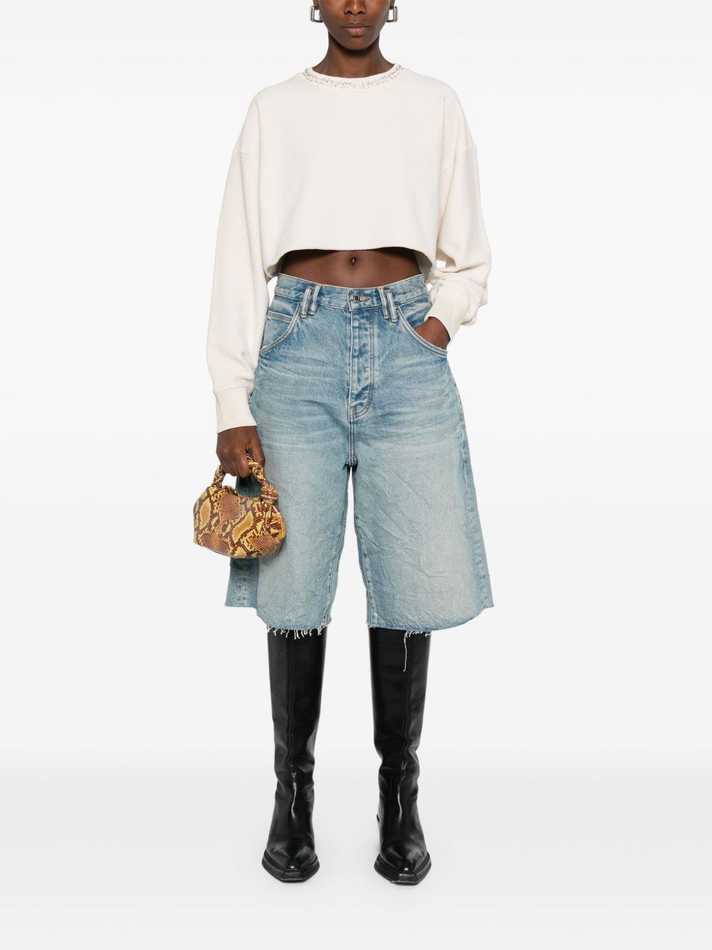 GOLDEN GOOSE Cropped Crew Neck Sweatshirt for Women