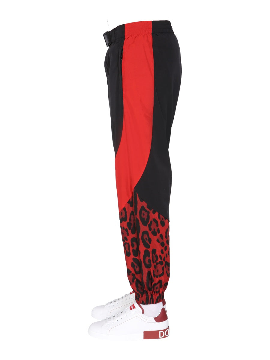 DOLCE & GABBANA Men's Animal Print Jogging Pants with Adjustable Waist