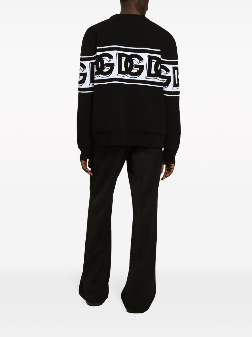 DOLCE & GABBANA Intarsia Knit Logo Crew Neck Jumper - Men's Essential