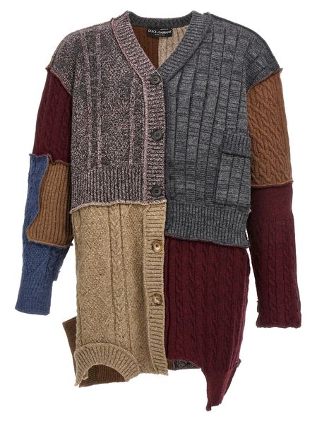 DOLCE & GABBANA Patchwork Raffia Cardigan - Men’s Knitwear