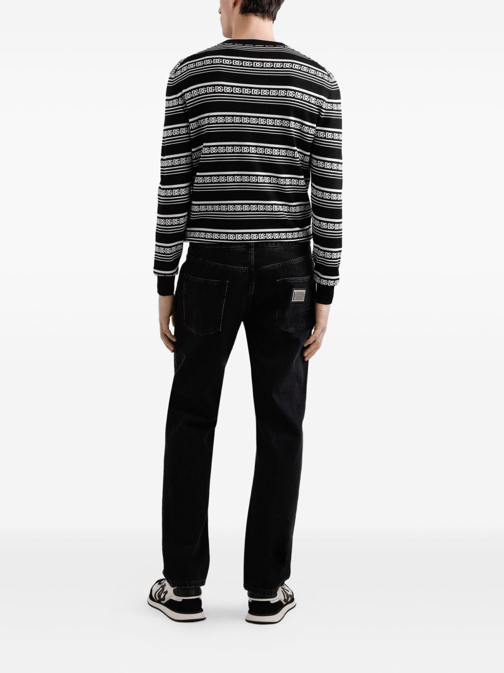 DOLCE & GABBANA Silk Crew Neck Pullover with Logo - Size 48