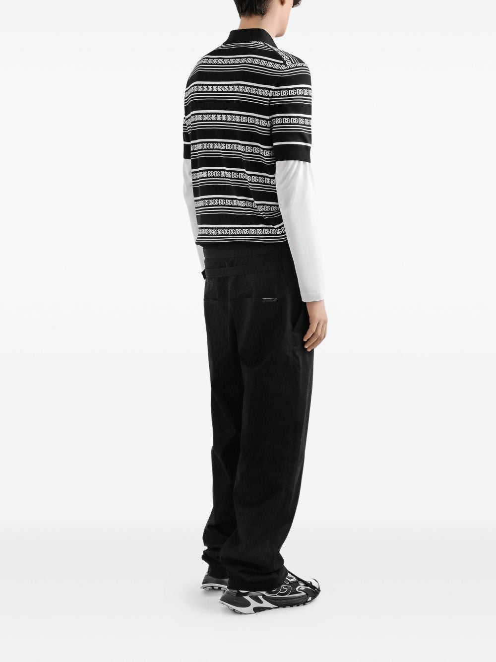 DOLCE & GABBANA Logo Silk Polo Shirt - Size 48