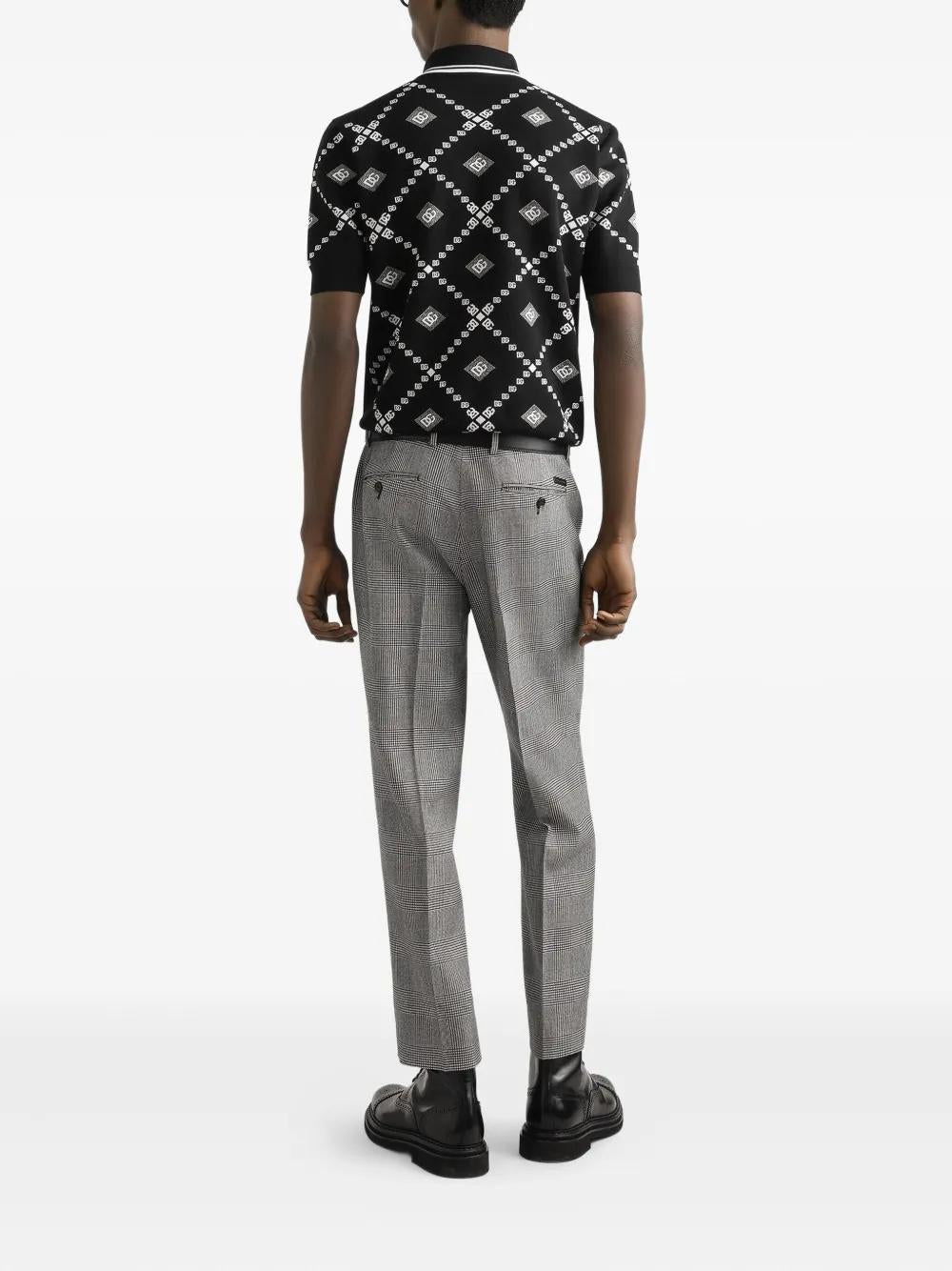 DOLCE & GABBANA Logo-Pattern Polo Shirt - Short Sleeves