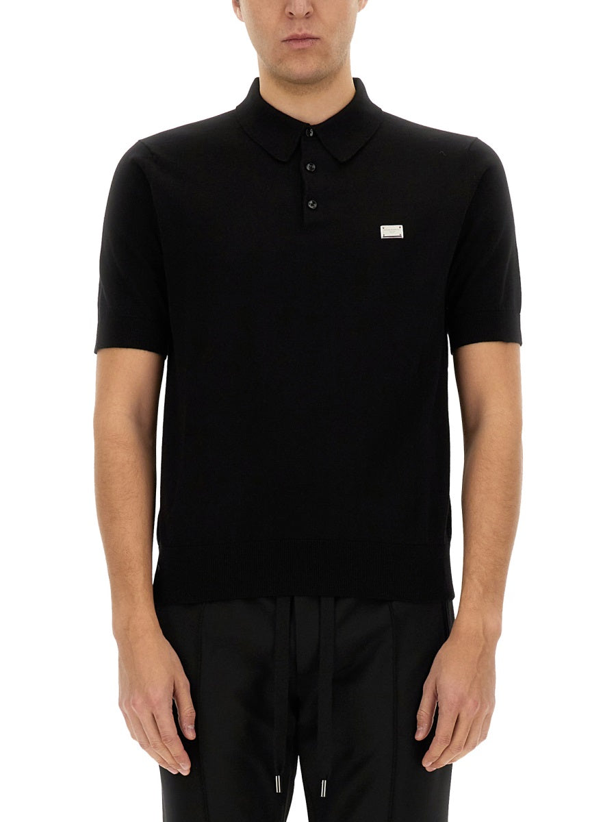 DOLCE & GABBANA Plaque Logo Polo Shirt for Men - SS25 Collection