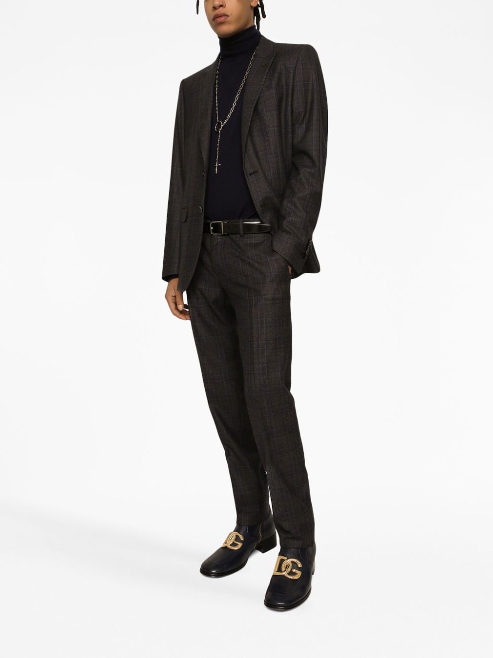 DOLCE & GABBANA Tailored Check Wool Trousers (Men's)