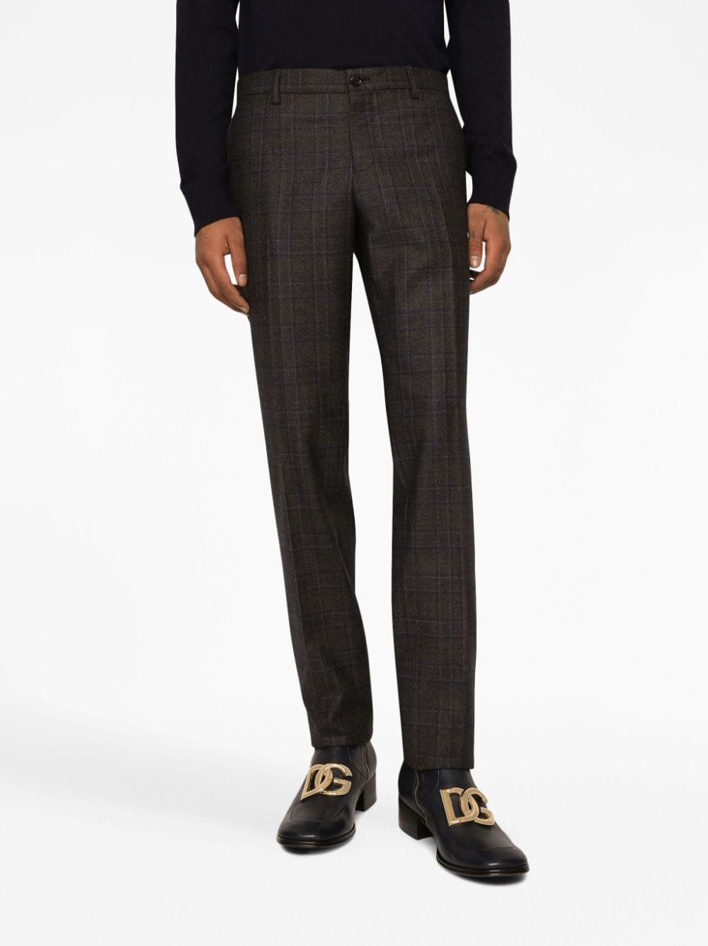 DOLCE & GABBANA Tailored Check Wool Trousers (Men's)