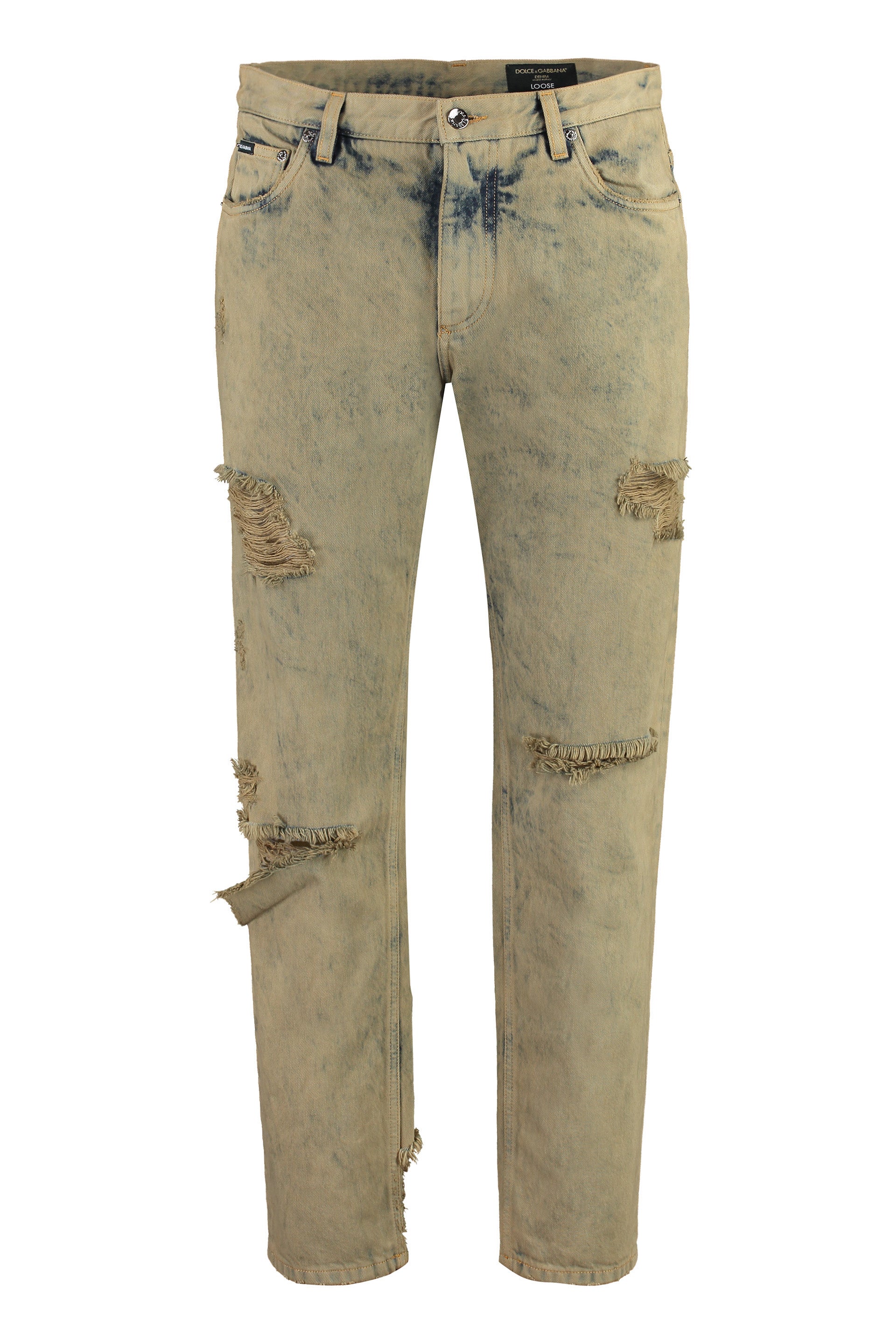 DOLCE & GABBANA Loose 5-Pocket Distressed Jeans for Men