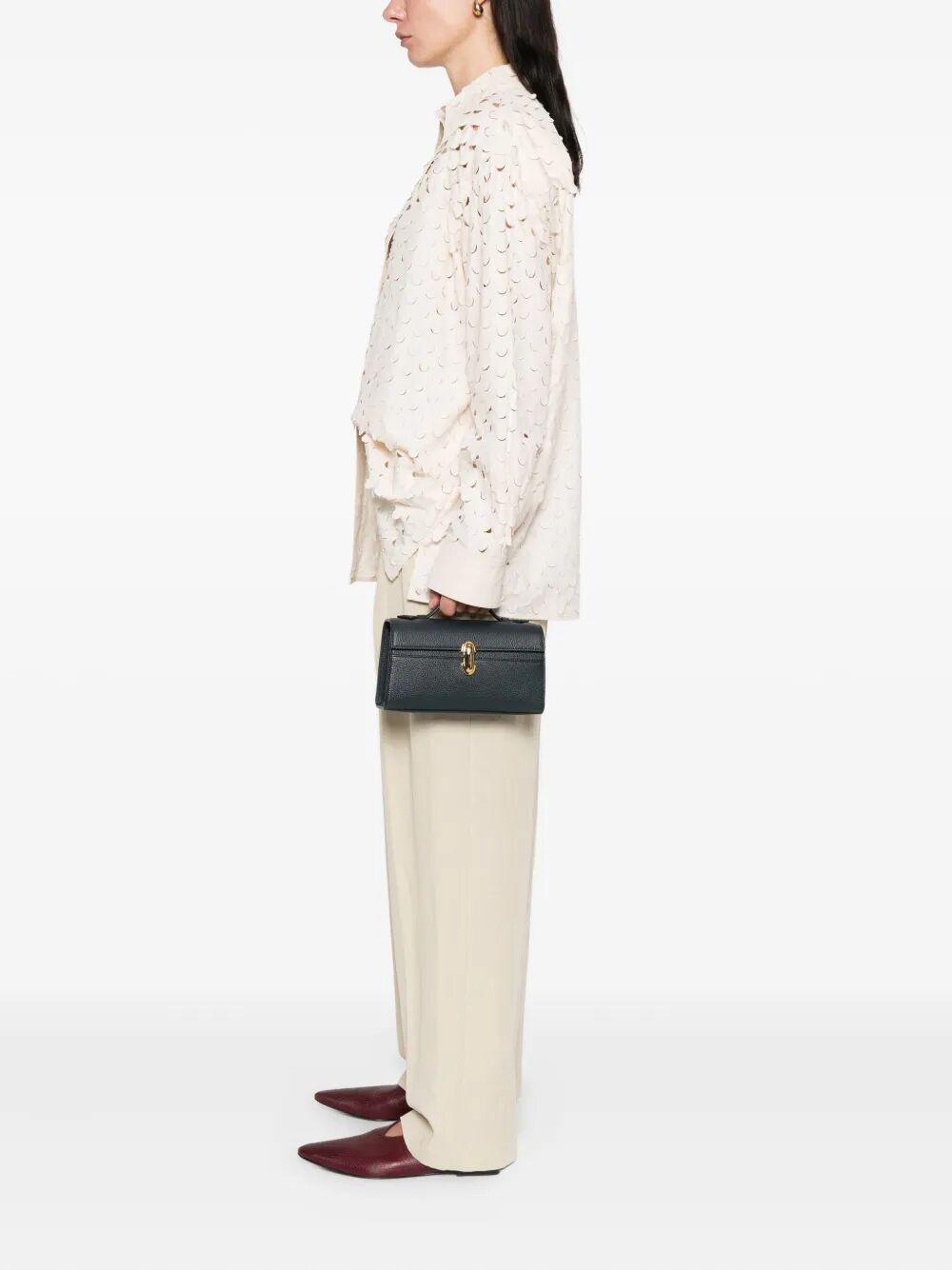 SAVETTE Mini Grained Leather Clutch